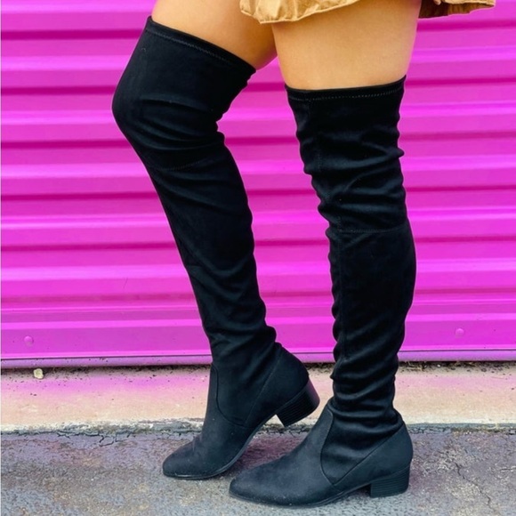 Black Over-the-Knee Women's Boots - Picture 3 of 16
